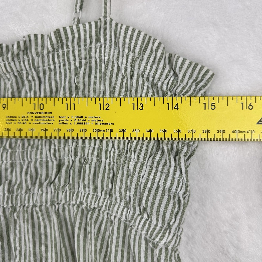 American Eagle Top Womens Medium Green Seersucker Halter Sleeveless Top Smocked - Picture 6 of 10